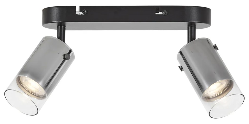 Modern mennyezeti spotlámpa gunmetal színben, 2 lámpás, forgatható és állítható - Drain