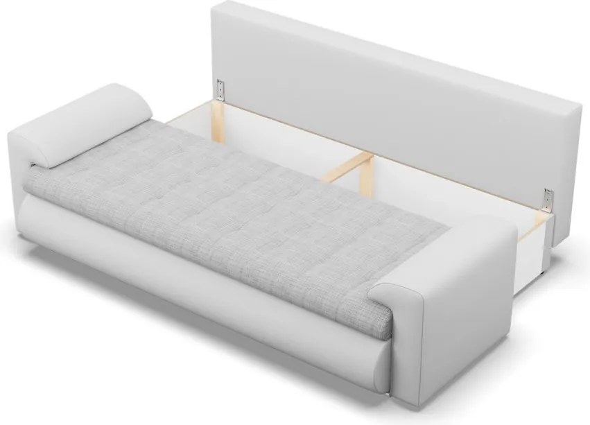 Tokio kanapéágy, fonott + műbőr, szürke - fehér