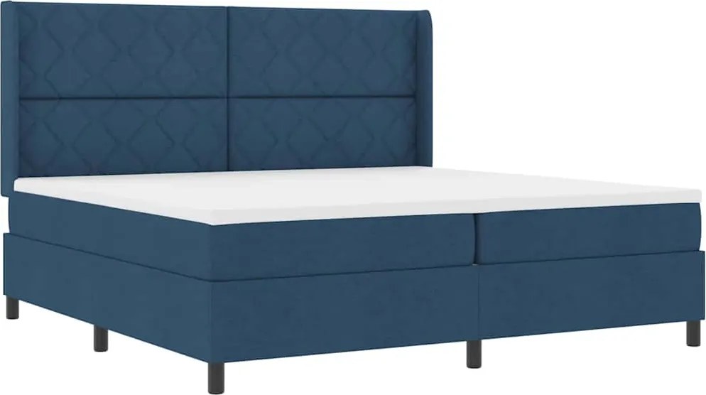 vidaXL LED Box Spring Ágy matracmal Kék 200 x 200 cm szövet