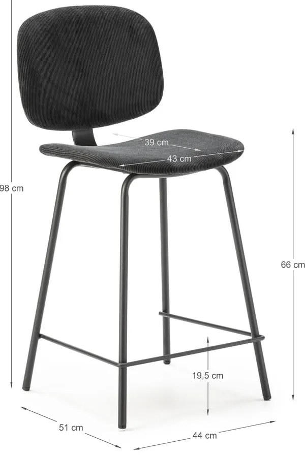 Fekete bárszék szett 2 db-os (ülésmagasság 66 cm) Arus – Marckeric