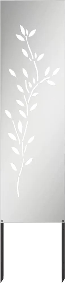 vidaXL Kertvédő vászon Virágos Ezüst 32 x 140 cm Horganyzott acél