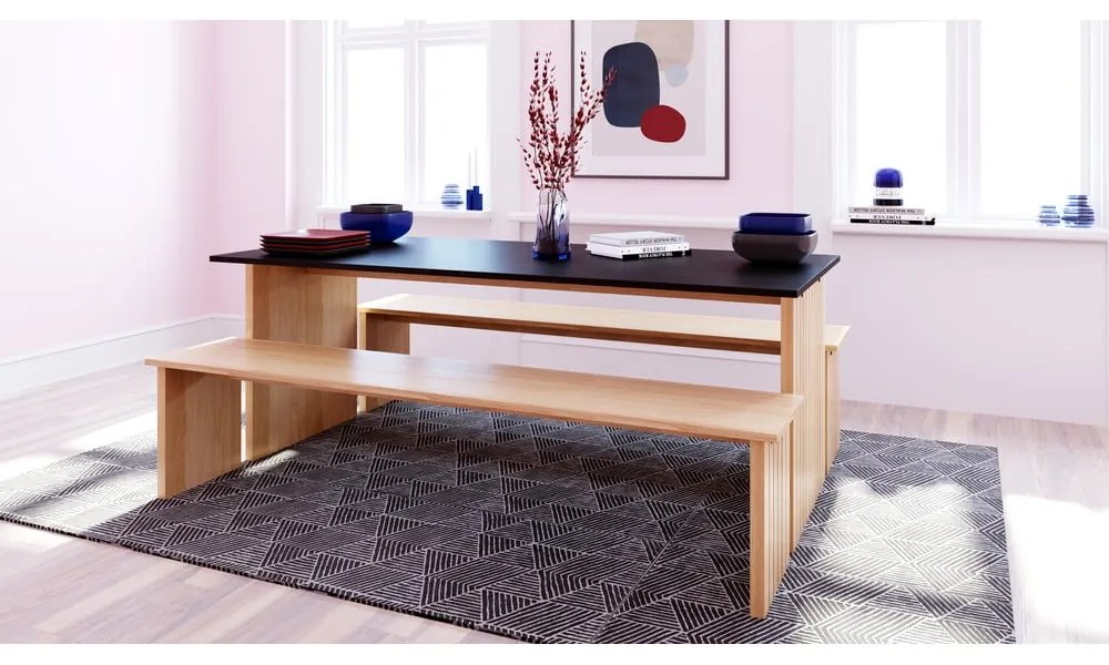 Étkezőasztal tölgyfa dekoros asztallappal 90x160 cm Stripe – Woodman