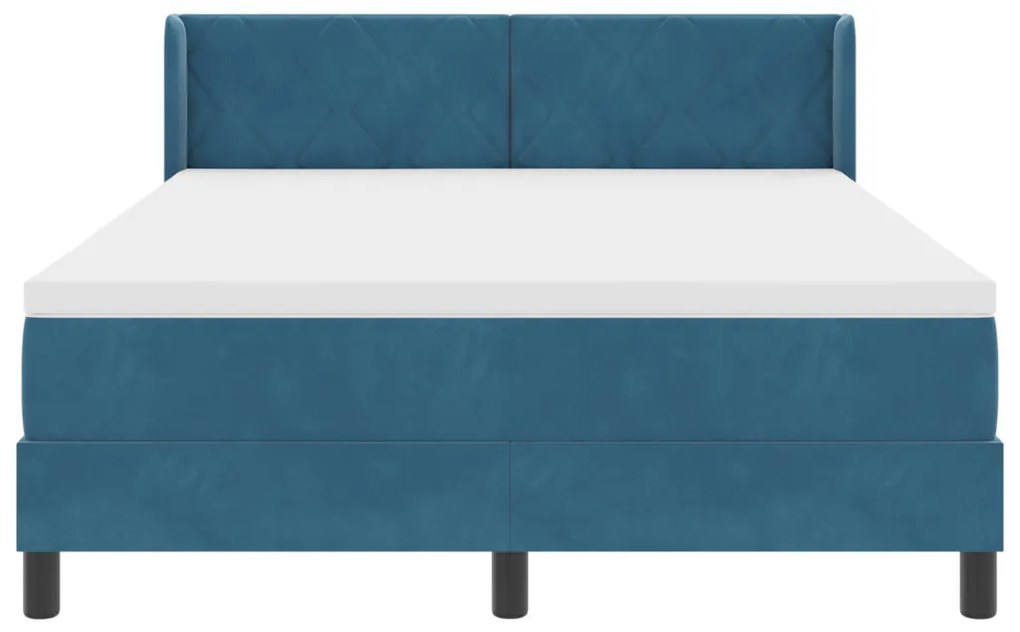 Boxspring Ágy Matrac nélkül Sötétkék 140x190 cm Bársony