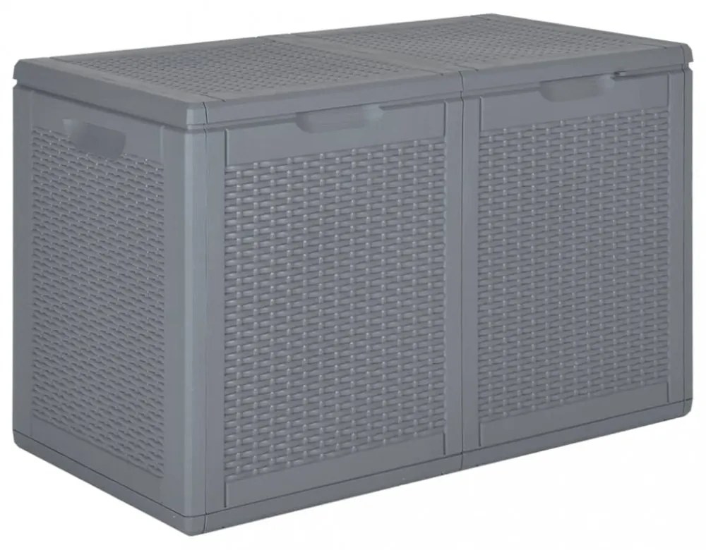szürke PP rattan kerti tárolóláda 180 L