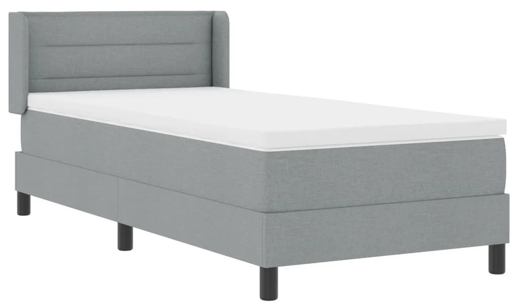 Boxspring Ágy Mattal, Világosszürke, 80x200 cm, Szövet