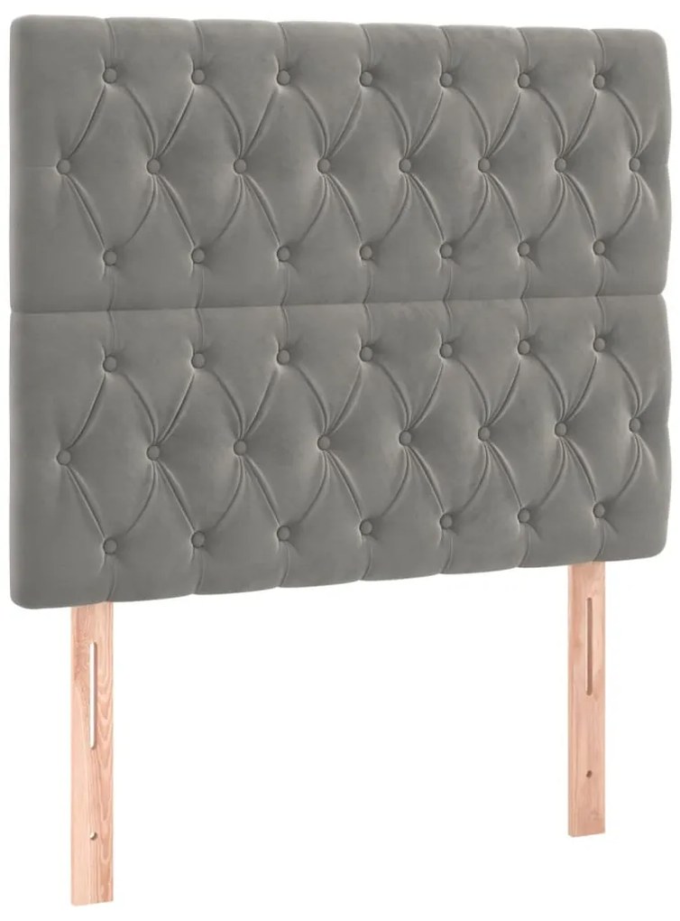 világosszürke bársony LED-es fejtámla 90x7x118/128 cm