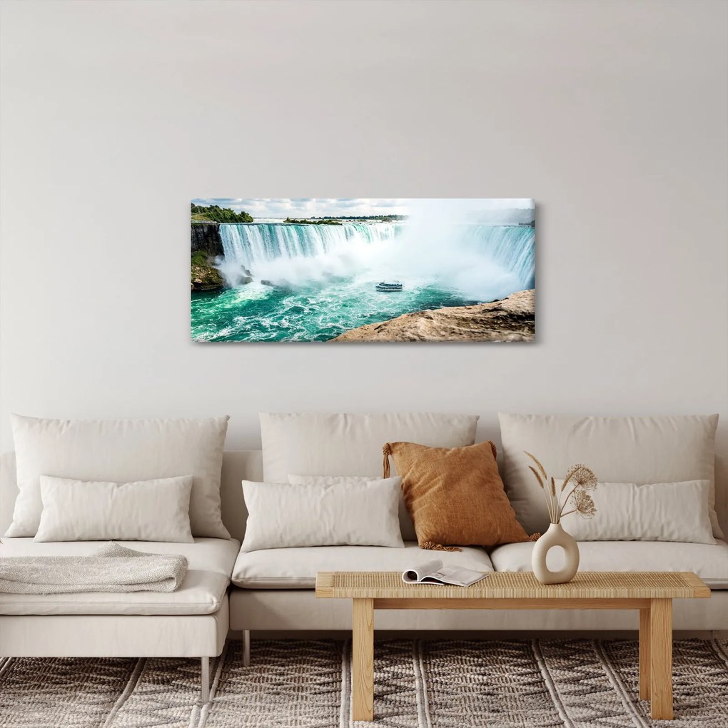 Vízesések hajóval képe (120x50 cm)