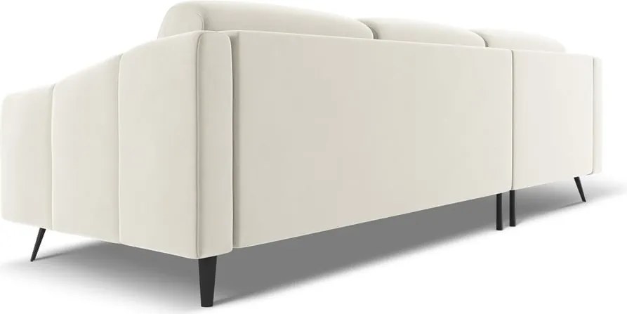 Krémszínű bársony sarokkanapé (bal oldali) Nalu – Makamii