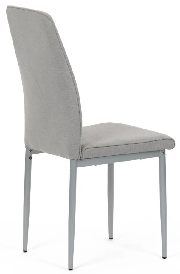 Scaun de sufragerie, tapițerie din material textil de culoarea trufei, picioare din metal gri