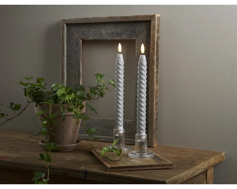 Flamme Swirl Antique 2 db szürke LED viaszgyertya, magasság 25 cm - Star Trading