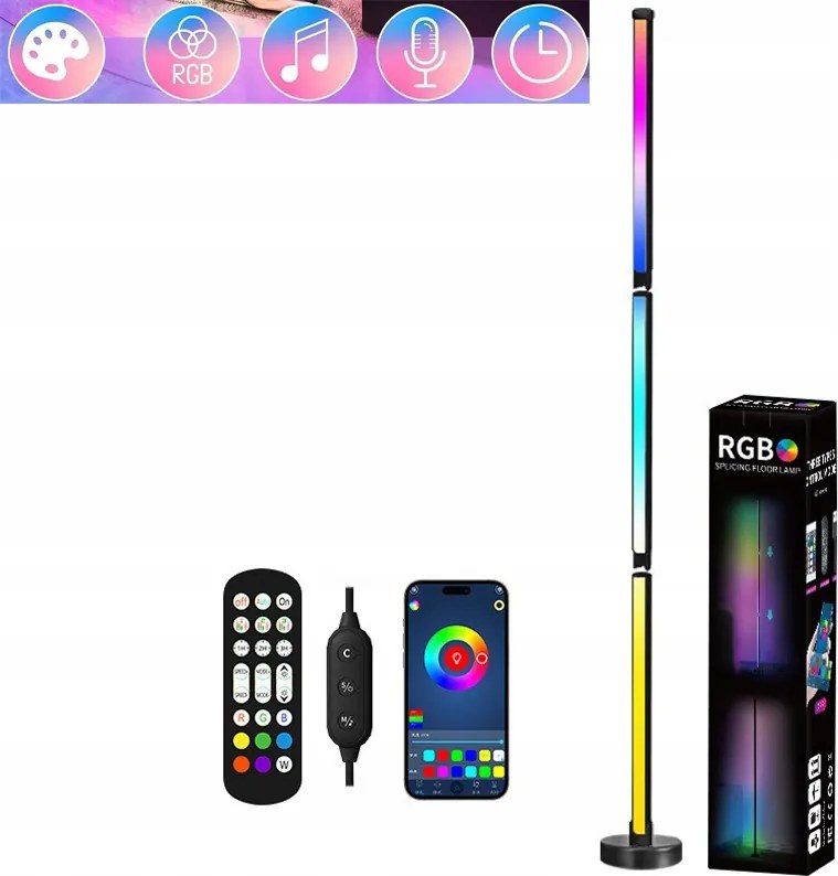 Magas Led Rgb Álló Sarok Álló Éjjeli Lámpa 120CM Távirányító