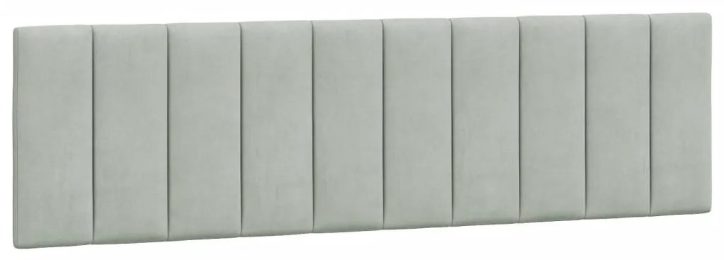 világosszürke bársony ágykeret LED-ekkel matrac nélkül Hanko 180 x 200 cm