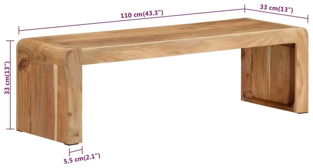 tömör akácfa TV-szekrény 110 x 33 x 33 cm