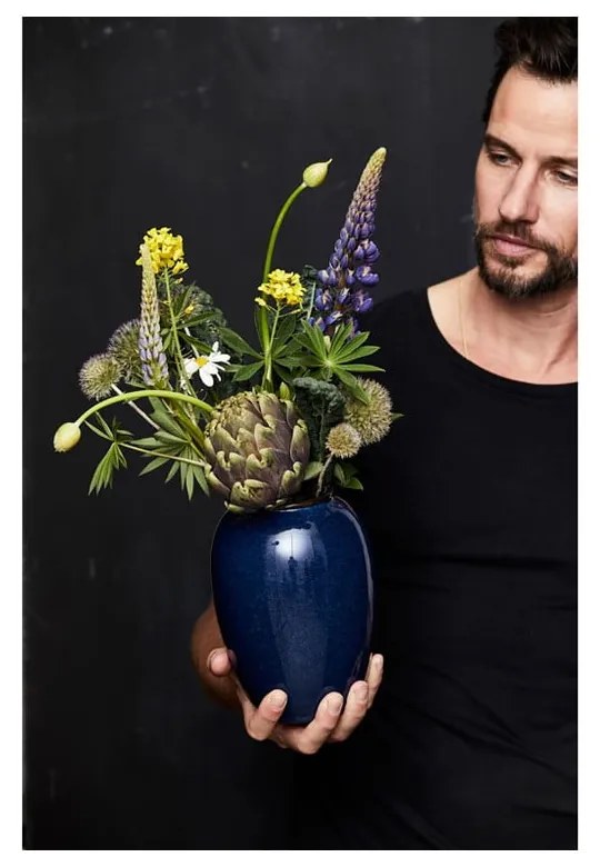 Sötétkék kőedény váza (magasság 20 cm) Gastro Blue – Bitz