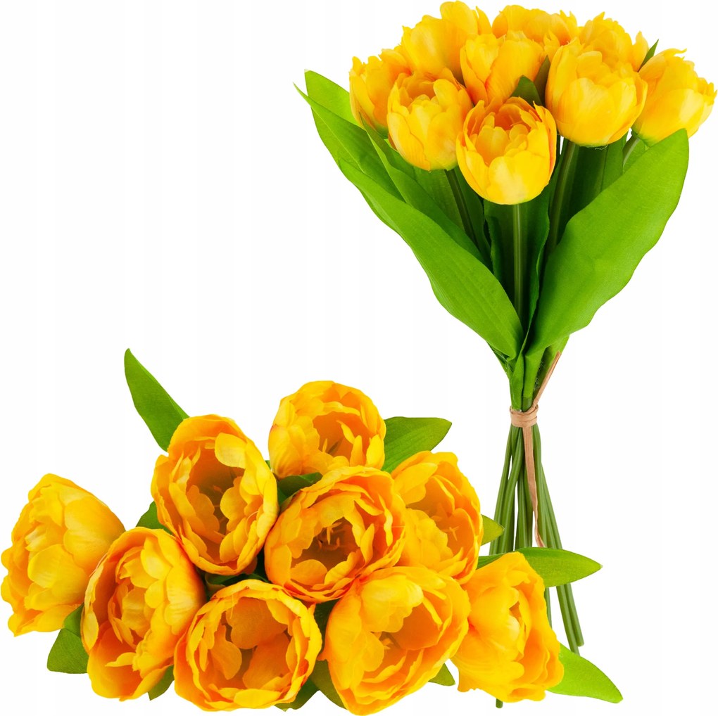 Tulipán csokor tulipán Művirágok élő nyitott gumírozott 9db