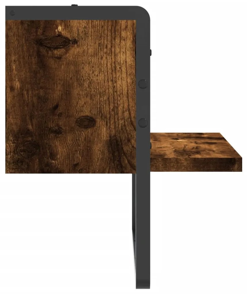 füstös tölgy színű fali polc rúddal 30x25x30 cm