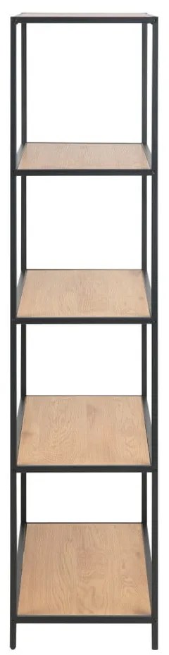 Fekete-natúr színű könyvespolc tölgyfa dekorral 77x150 cm Seaford – Actona