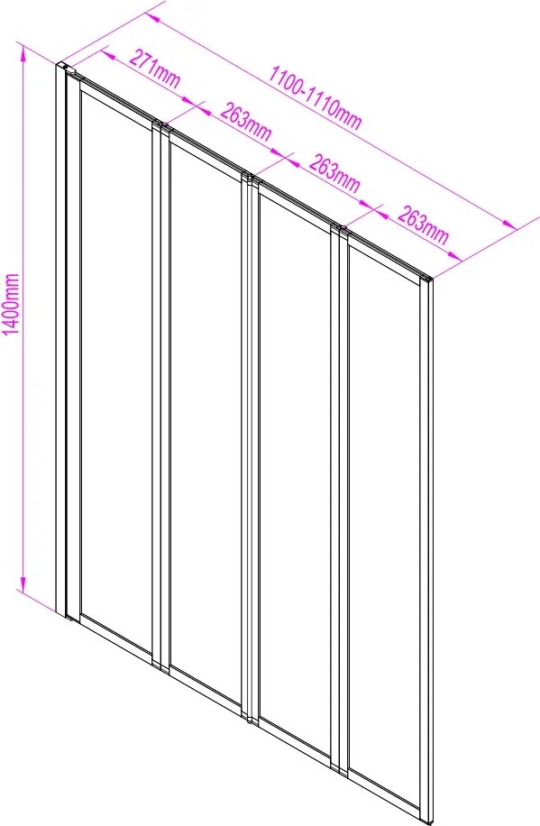 Tribeca 110x140 cm kádparaván króm