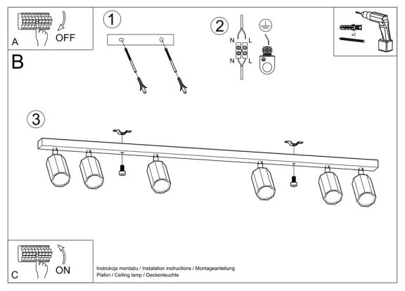 Sollux SL.1032 - Spotlámpa ZEKE 6xGU10/40W/230V tölgy