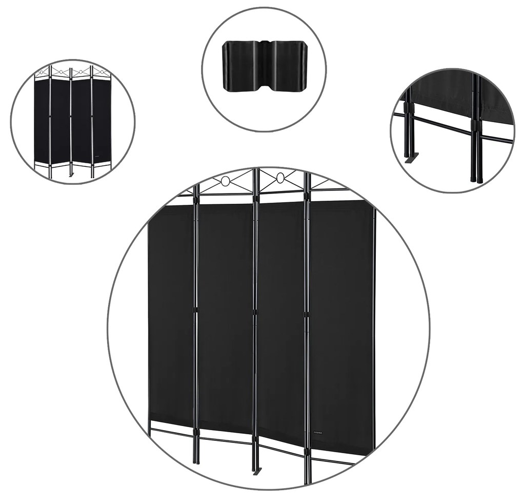 Casaria® 4 paneles képernyő - fekete