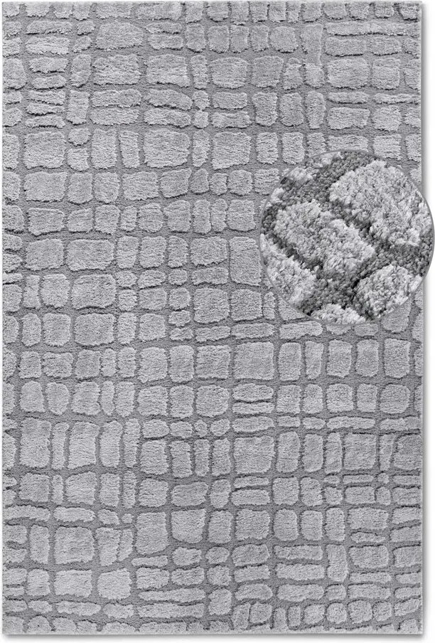 Plüss szőnyeg nappaliba 120x170cm, szürke modern 3d minta