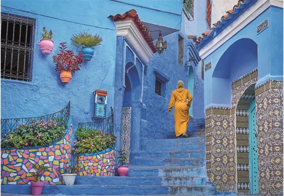 Marokkó Blue Street of Chefchaouen 500 db-os puzzle Clementoni