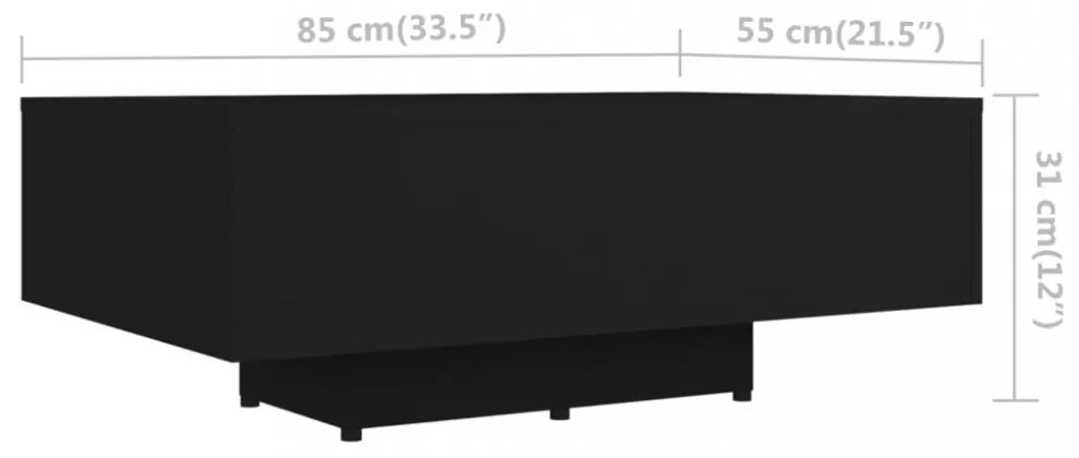fekete szerelt fa dohányzóasztal 85 x 55 x 31 cm