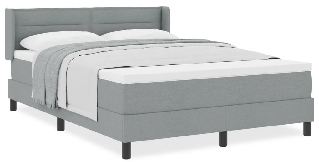 Boxspring ágy matraccal, világosszürke, 140 x 190 cm szövet