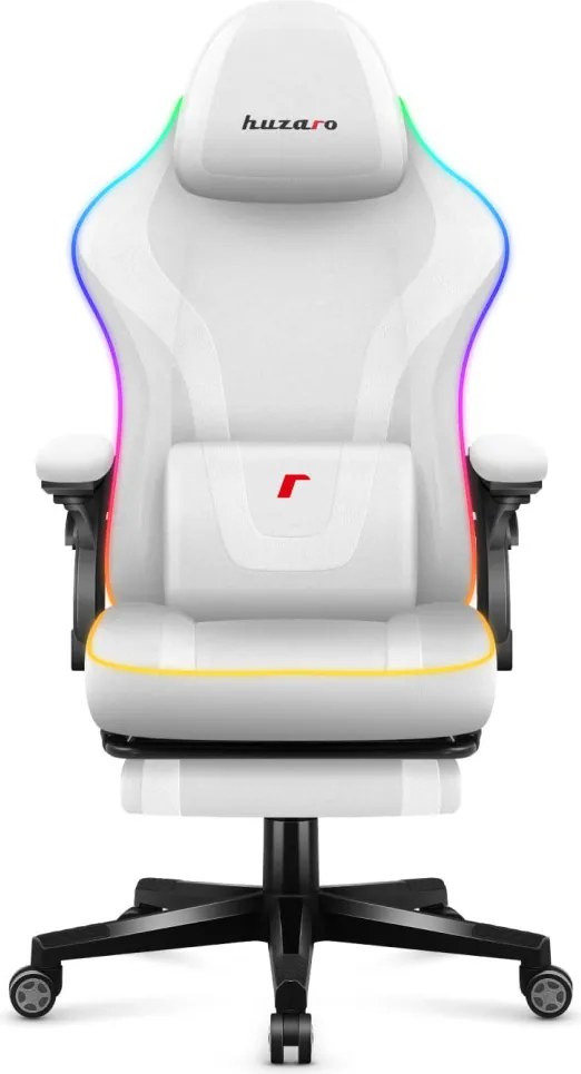 Gamer szék, RGB Smart LED, lábtartóval fehér