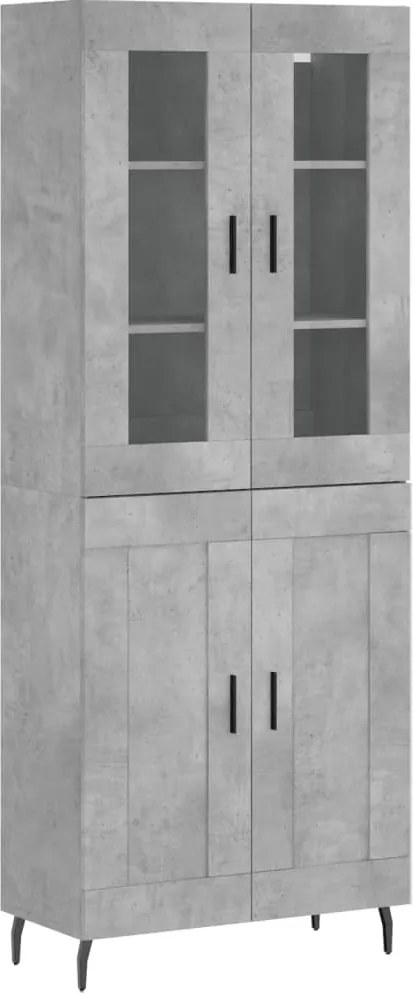 vidaXL betonszürke szerelt fa magasszekrény 69,5 x 34 x 180 cm