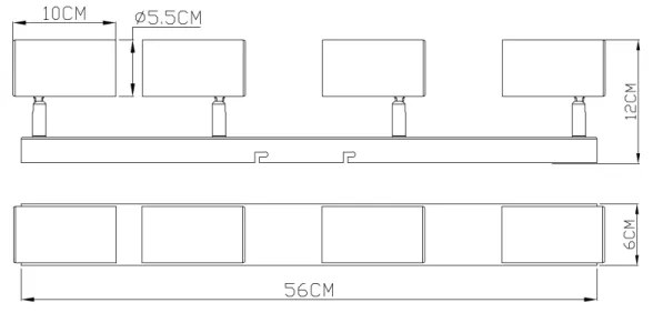Globo 57911-4M - ROBBY 4xGU10/35W spotlámpa, fekete/fém