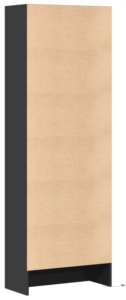 fekete szerelt fa magasszekrény LED-ekkel 69x 32,5 x 200 cm