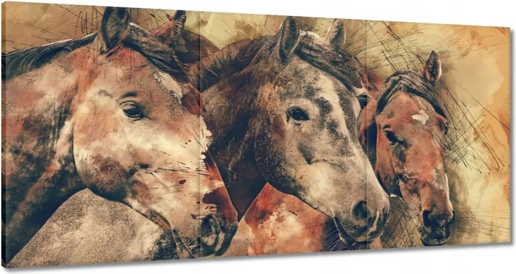 Vászonkép 60x30 Lófejek
