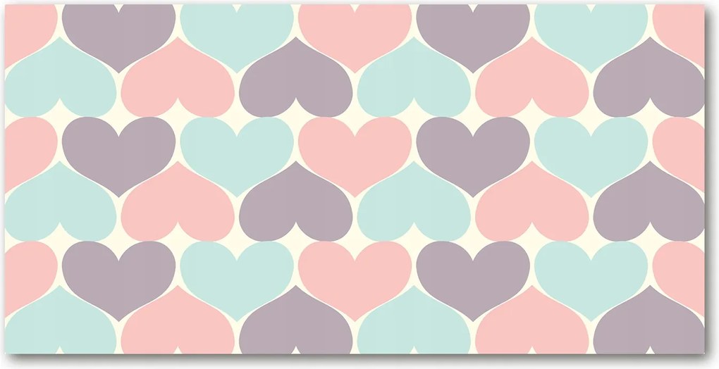 Konyhai panel Színes szívek 100x50 cm Ragasztó