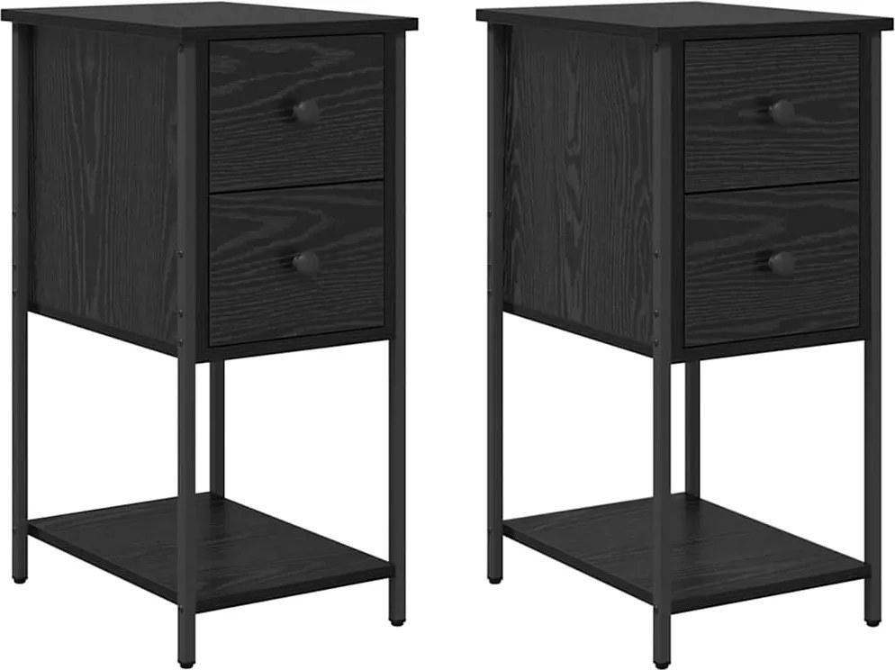vidaXL Éjjeliszekrény 2 pcs Musta tammi 32 x 42 x 70 cm Faanyag