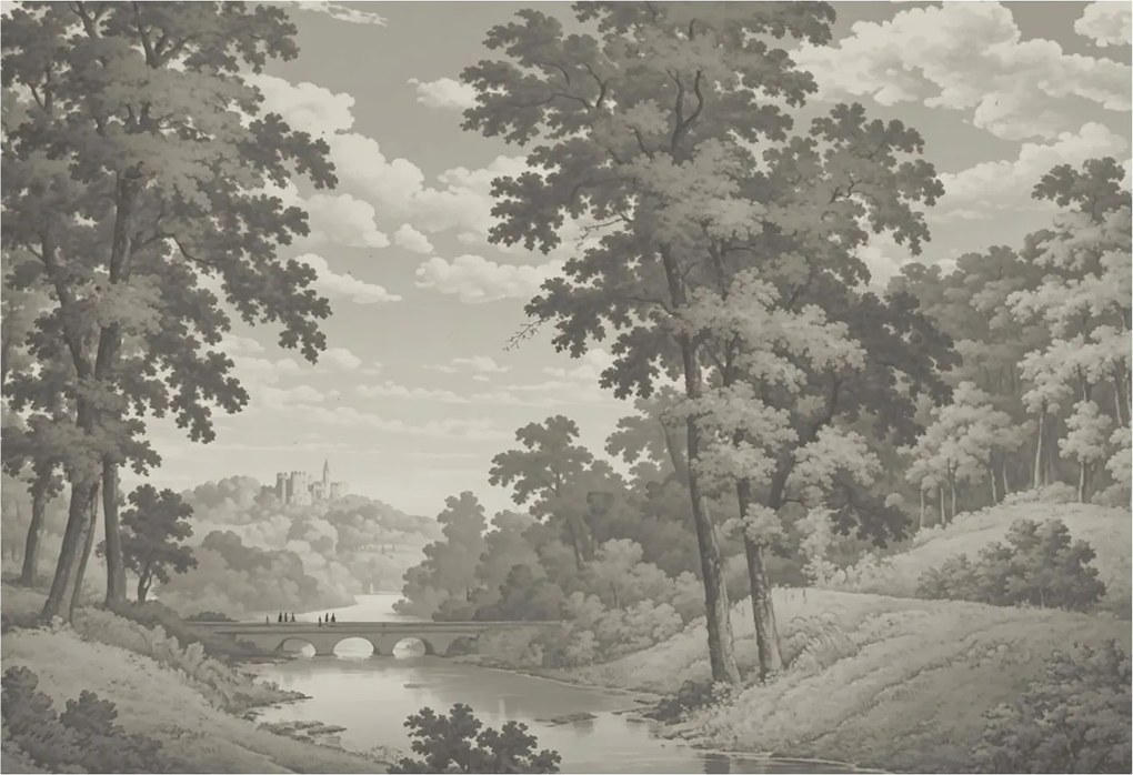 Dekoratív Fotótapéta Hálószobába Kastély és híd 152x104 Ragasztó