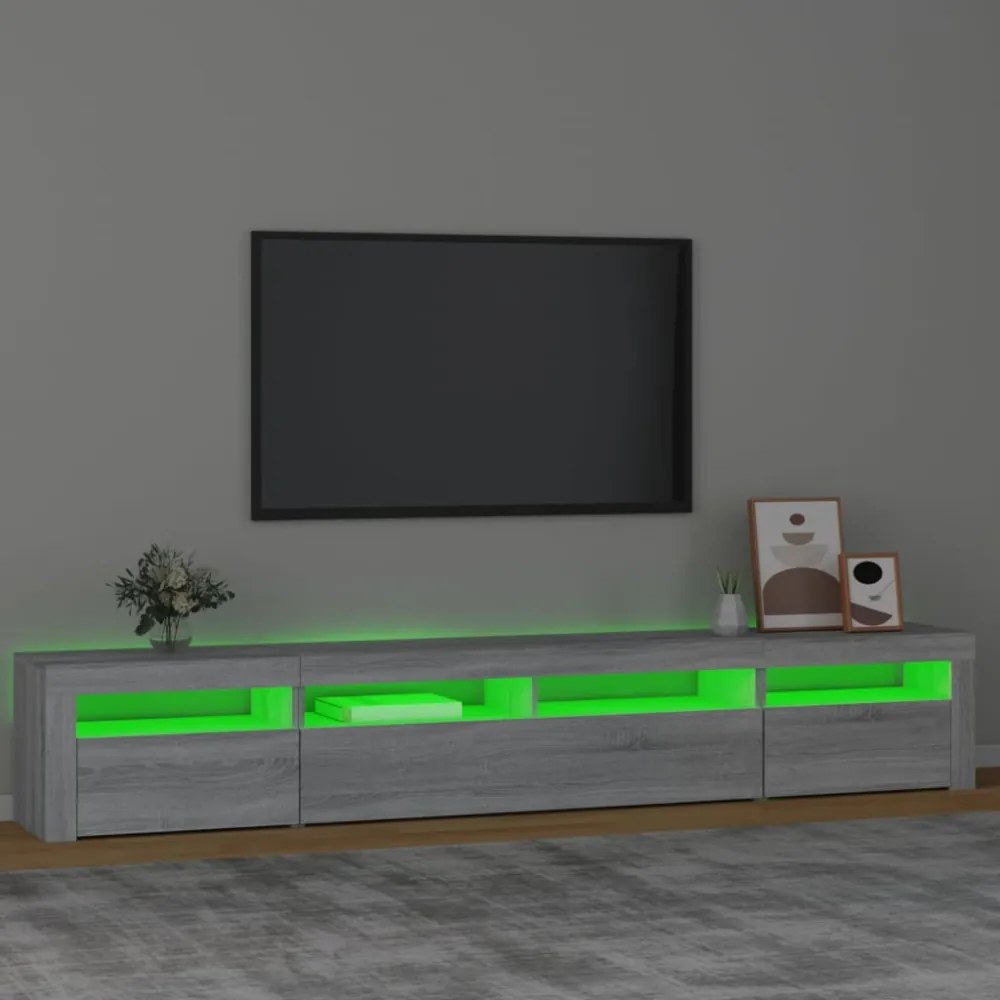 szürke sonoma színű TV-szekrény LED-lámpákkal 240x35x40 cm