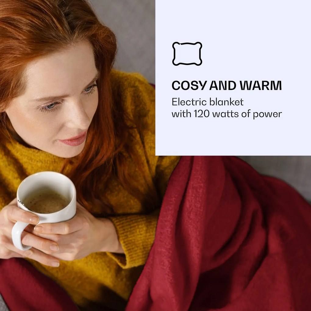 Klarstein Dr. Watson XL, melegítő takaró, 120 W, 3 fűtési fokozat, mosható, 180 x 130 cm, vezérlőpanel