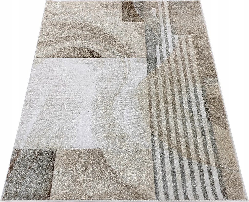 Szőnyeg 120x180 Bézs Modern Geometrikus Hálószoba Nappali Masszív