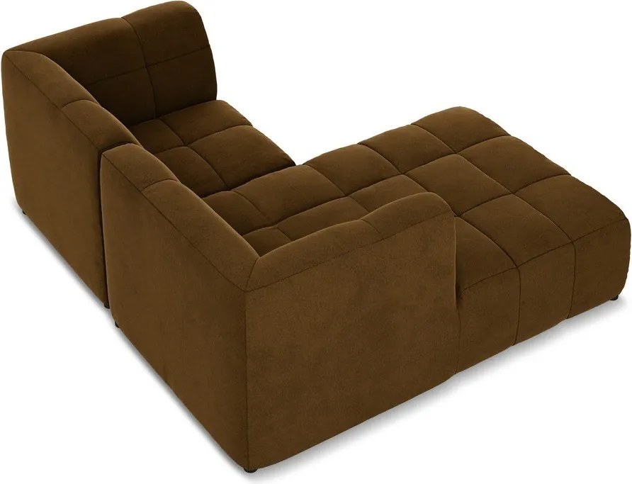 Mustársárga bársony sarokkanapé (bal oldali-heverő résszel) Aloha – Makamii