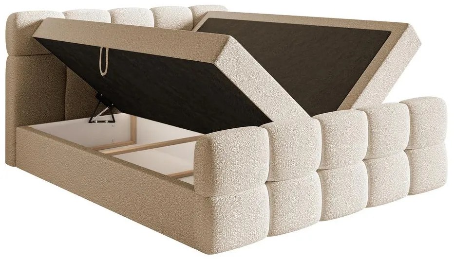 Kontinentális franciaágy 140 cm Cirsten 140C (ágyráccsal és matraccal) (tárolóhellyel) (világos bézs). Akció -15%. 1100165