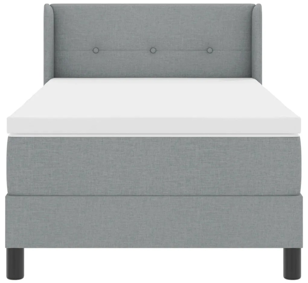 Boxspring ágy matraccal - világosszürke, 80 x 200 cm, szövet.