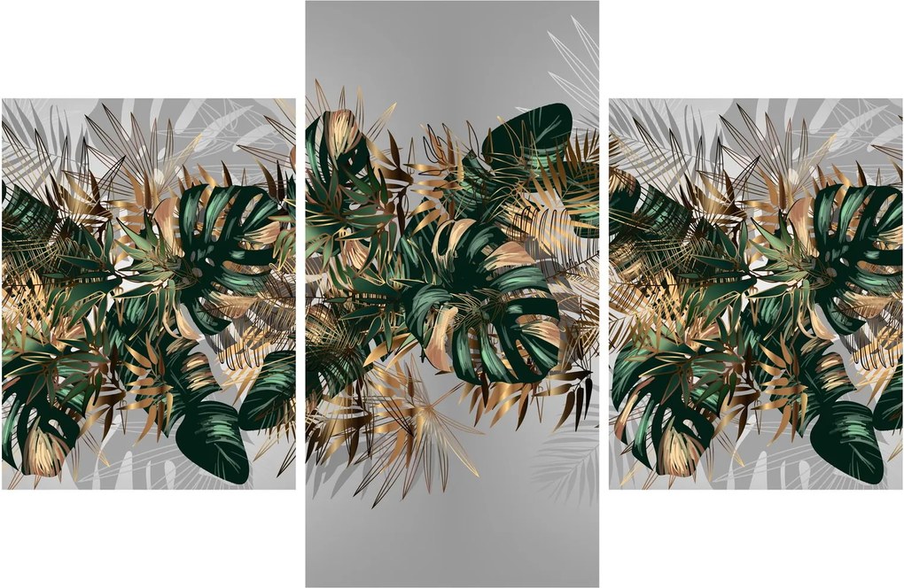 Kép - Gold-green, trópusi levelek (90x60 cm)