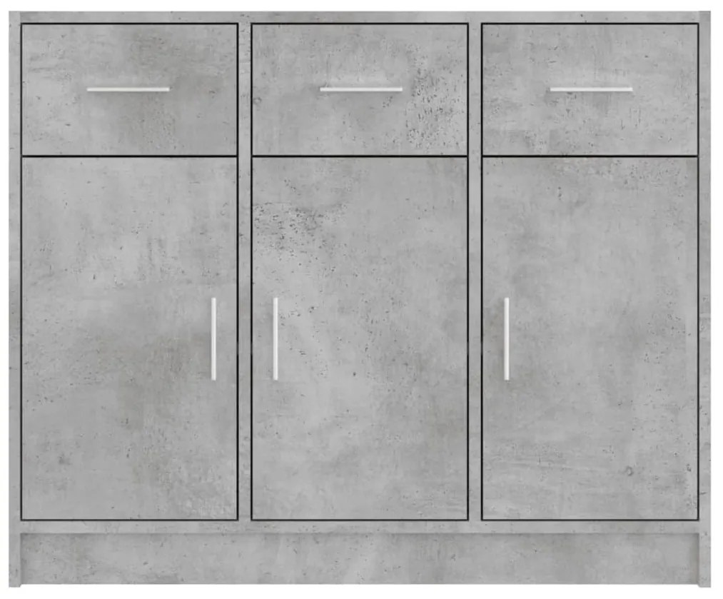 betonszürke szerelt fa tálalószekrény 91x28x75 cm