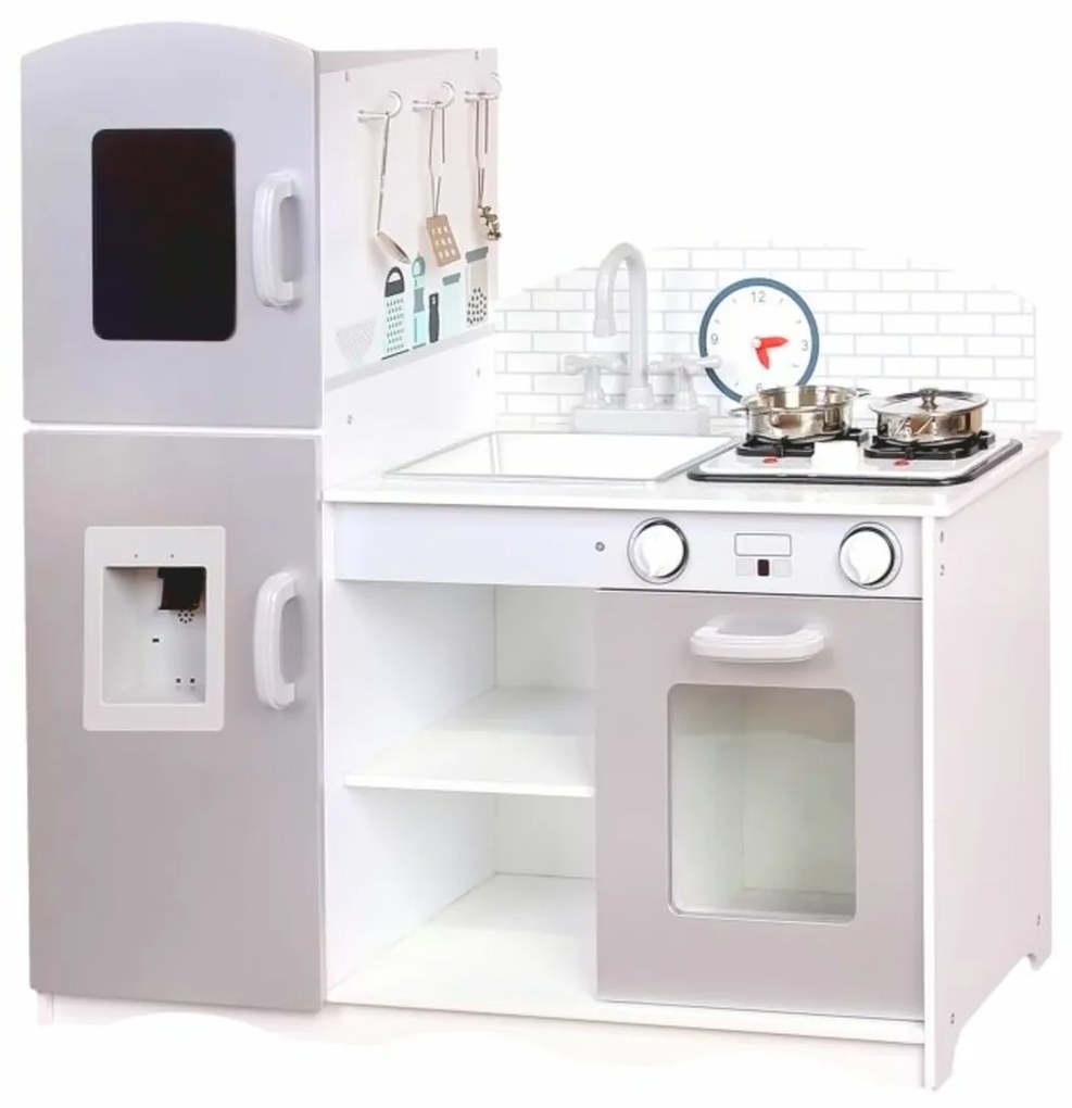 Eco Toys XXL fából készült konyha kiegészítőkkel, 86 x 92 cm x 30 cm - szürke