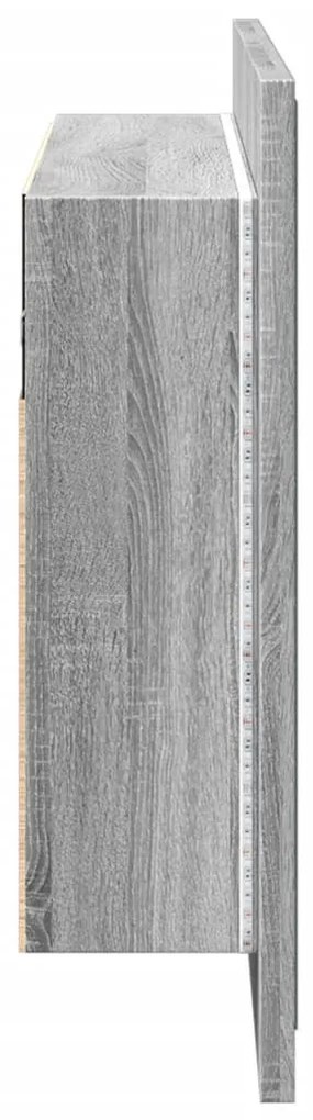 szürke sonoma akril LED-es tükrös fürdőszobaszekrény 80x12x45cm