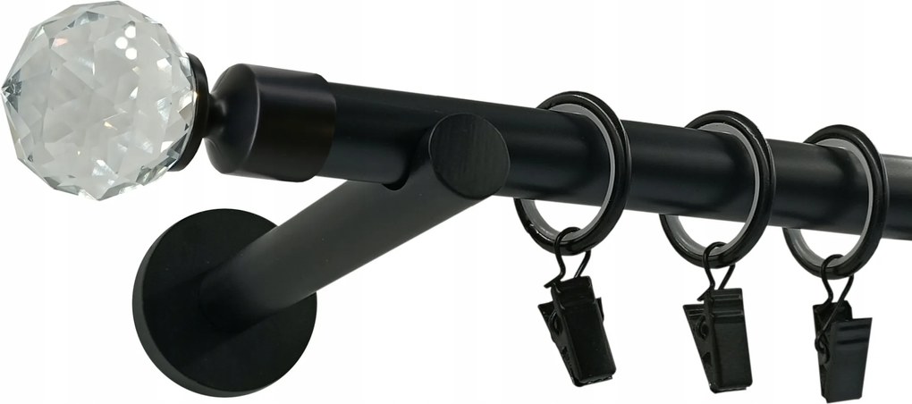 Függönykarnis Crystal 19mm Fekete Matt Modern 300cm