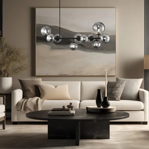 Csillár zsinóron MILA 10xG9/9W/230V fekete/szürke