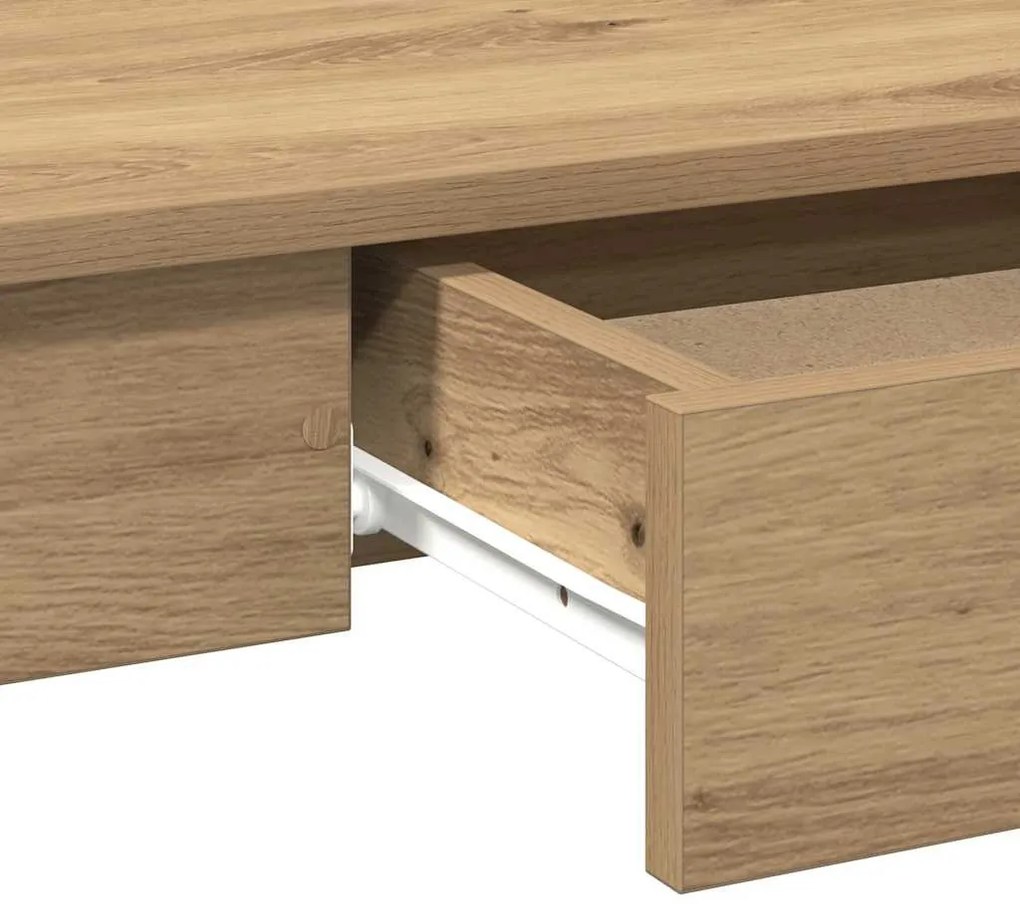 kézműves tölgy színű szerelt fa íróasztal 100x45x75 cm
