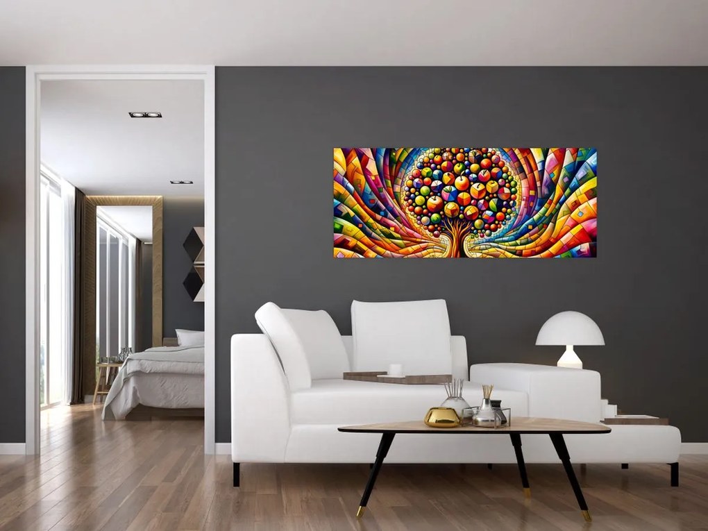 Kép – Színes fa almákkal (120x50 cm)